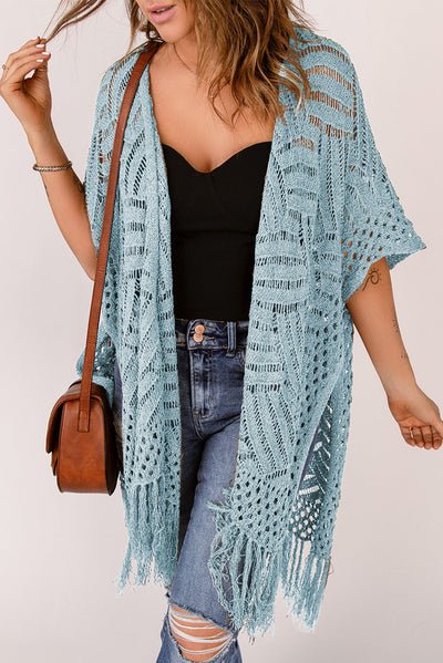 Gehäkelte Strickjacke | Fransen-Details | Boho-Chic