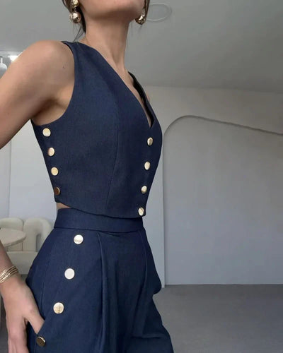 Zweiteiliges Set mit Weste | High-Waist-Hose | Eleganter Chic