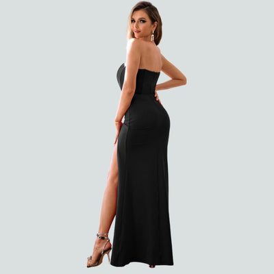 Elegantes Korsett-Maxikleid mit hohem Schlitz