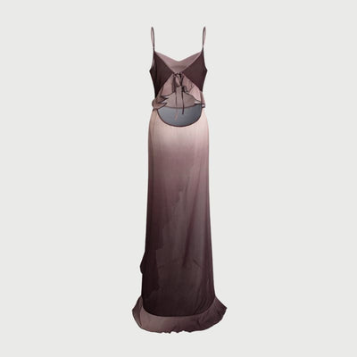 Elegantes Rüschen-Maxikleid mit Seitenschlitz