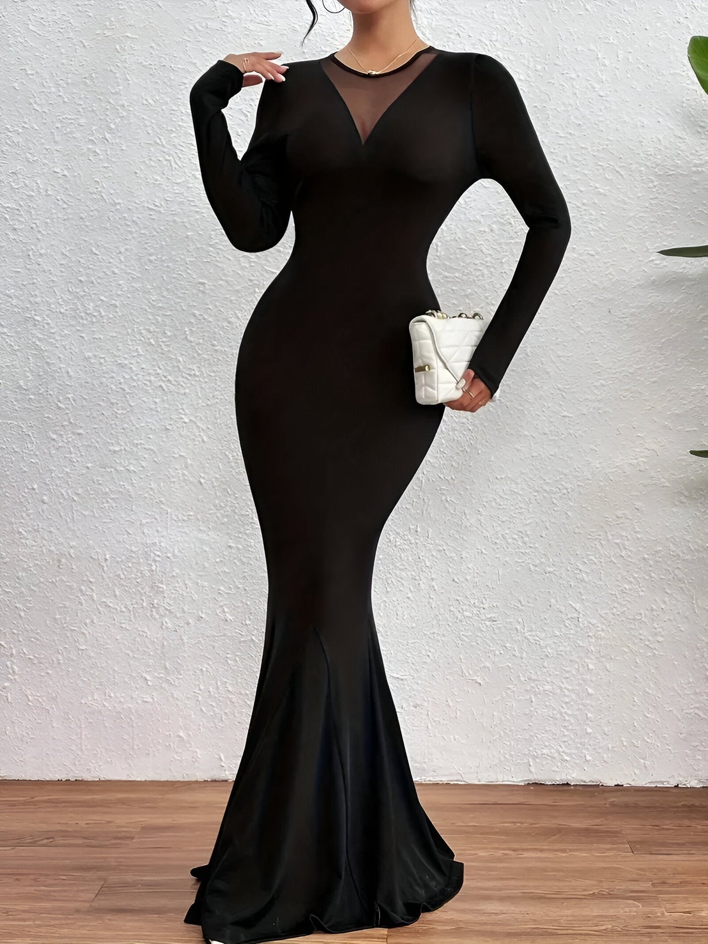 Elegantes Kleid Mit Langen Ärmeln Für Frauen