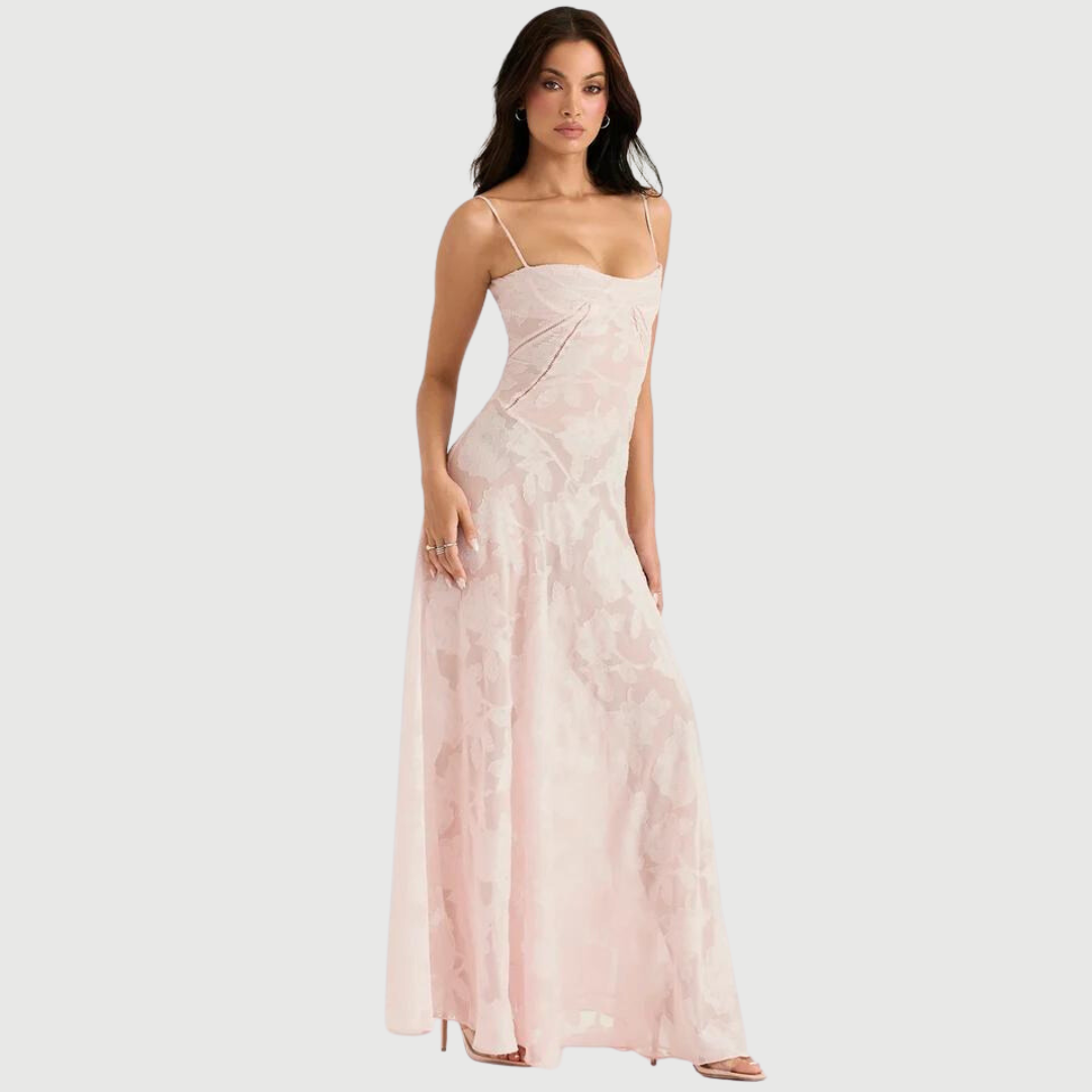 Zartrosa Elegantes Spitzenkleid für Mädchen