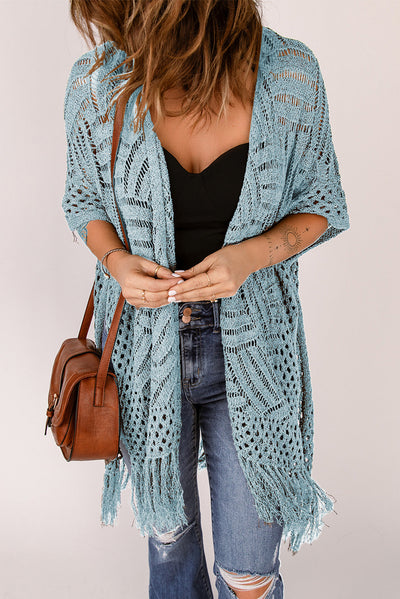 Gehäkelte Strickjacke | Fransen-Details | Boho-Chic