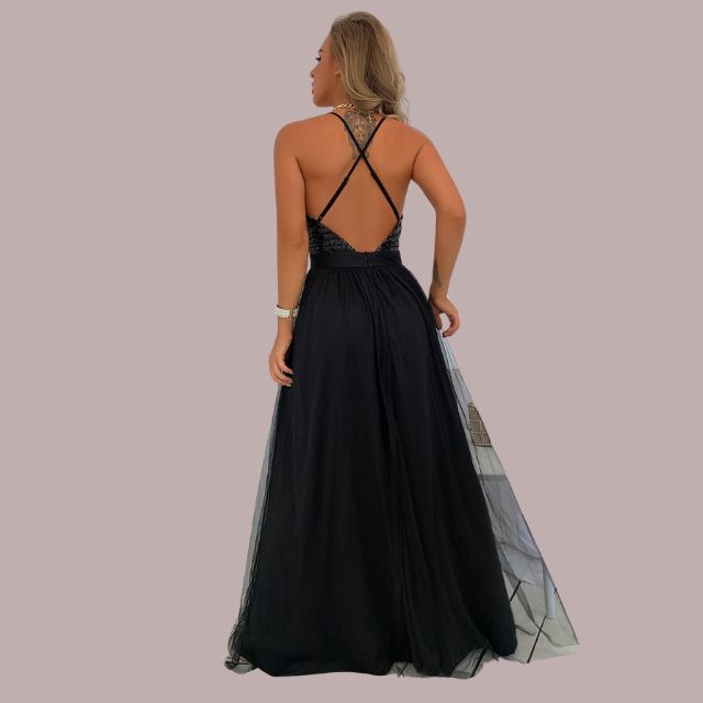 Elegantes Rückenfreies Kleid mit Pailletten