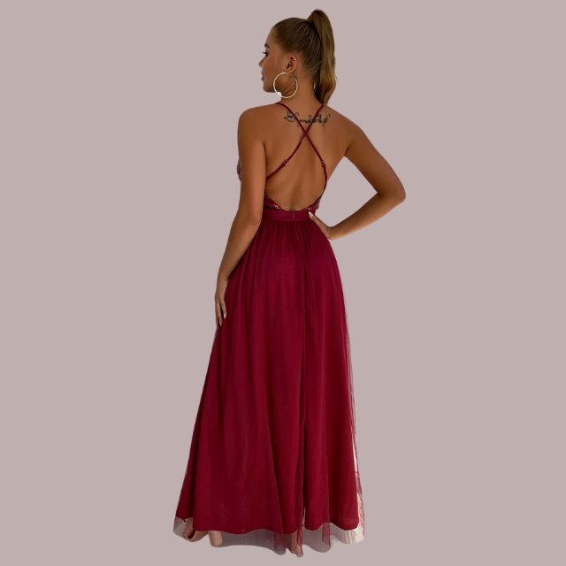 Elegantes Rückenfreies Kleid mit Pailletten