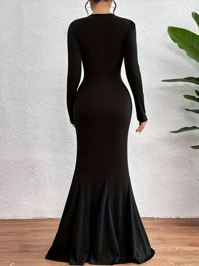 Elegantes Kleid Mit Langen Ärmeln Für Frauen