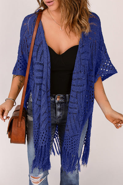 Gehäkelte Strickjacke | Fransen-Details | Boho-Chic