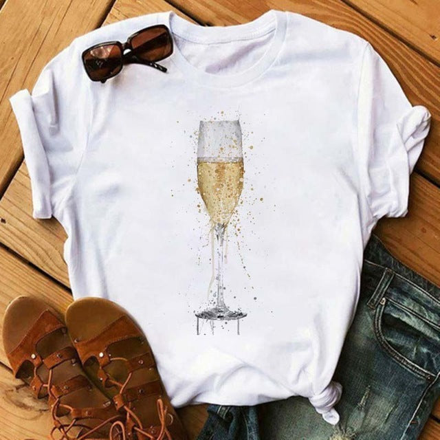 Avelena | Kawaii Roségold Weinglas T-Shirt
