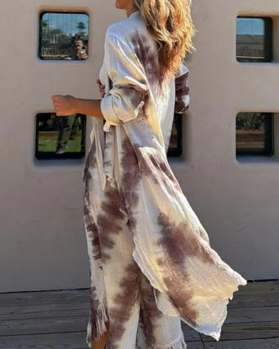 3-teiliges Boho-Set | Tie-Dye Muster | Fransenabschluss