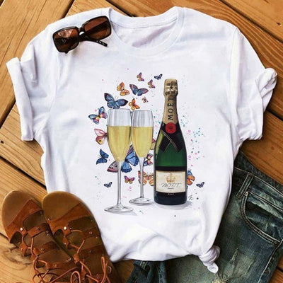Avelena | Kawaii Roségold Weinglas T-Shirt