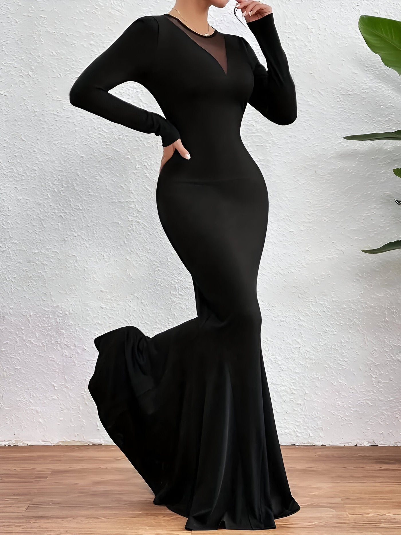 Elegantes Kleid Mit Langen Ärmeln Für Frauen