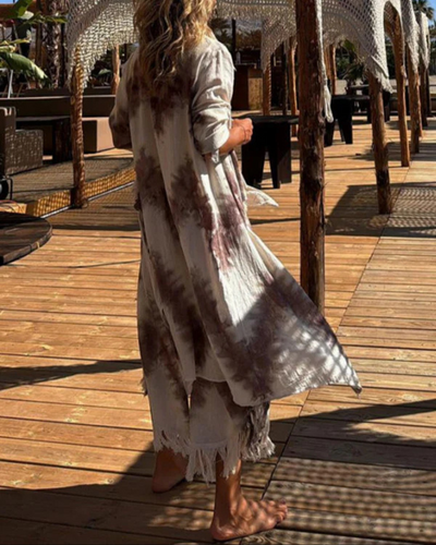3-teiliges Boho-Set | Tie-Dye Muster | Fransenabschluss