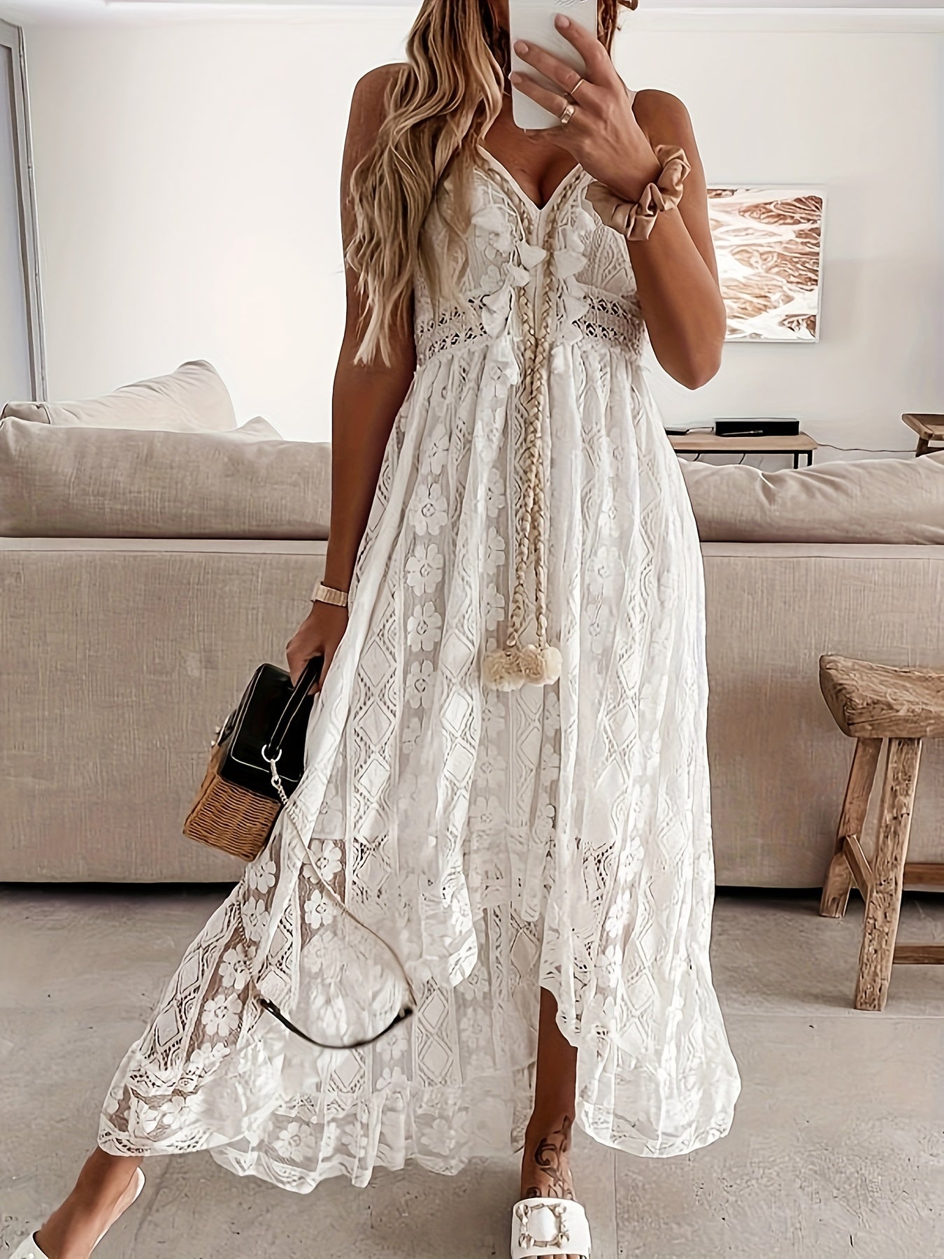 Elegantes V-Ausschnitt Maxikleid Damen für den Sommer