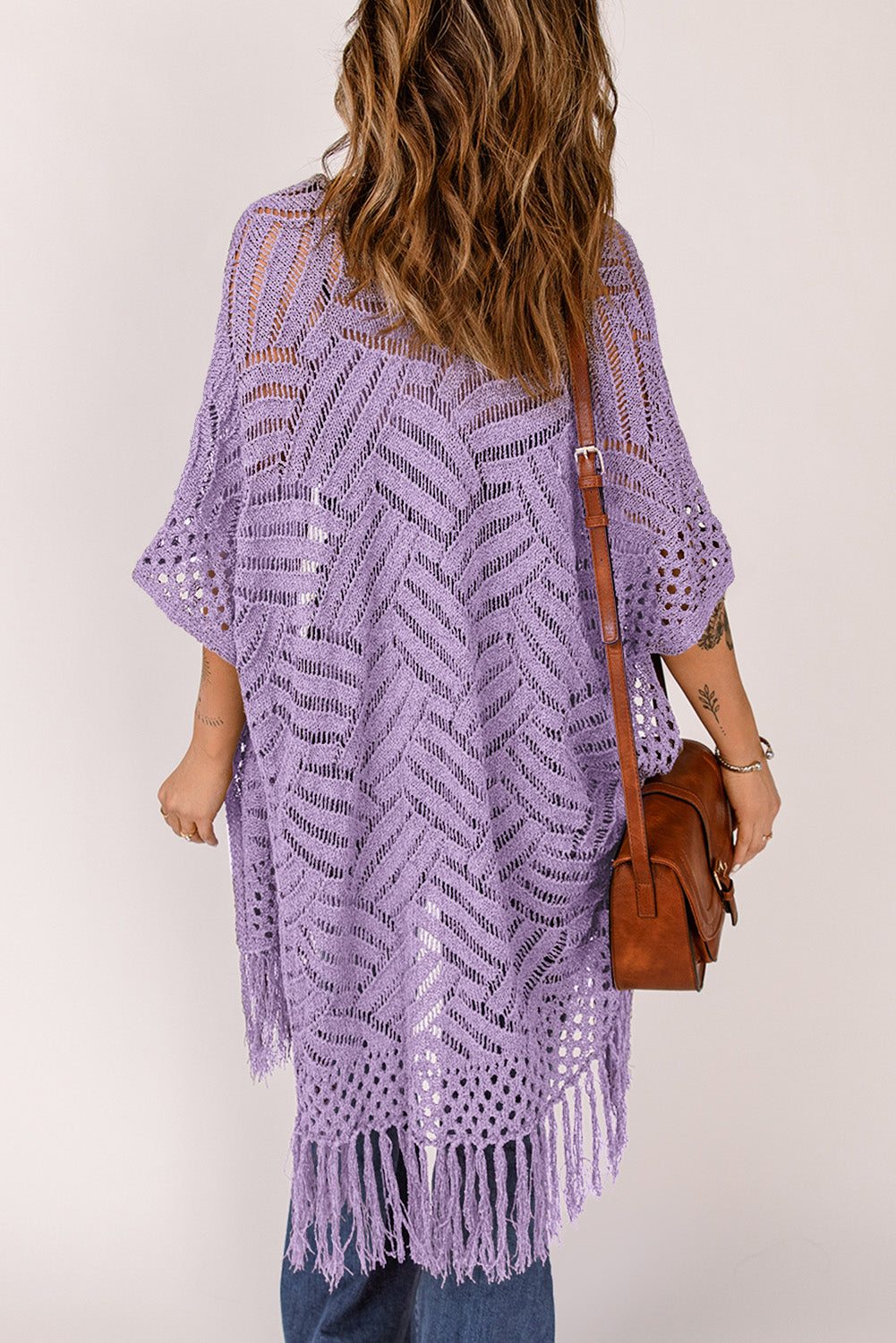 Gehäkelte Strickjacke | Fransen-Details | Boho-Chic