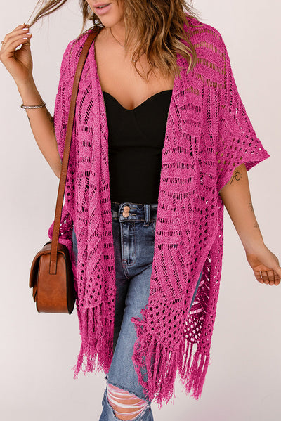 Gehäkelte Strickjacke | Fransen-Details | Boho-Chic