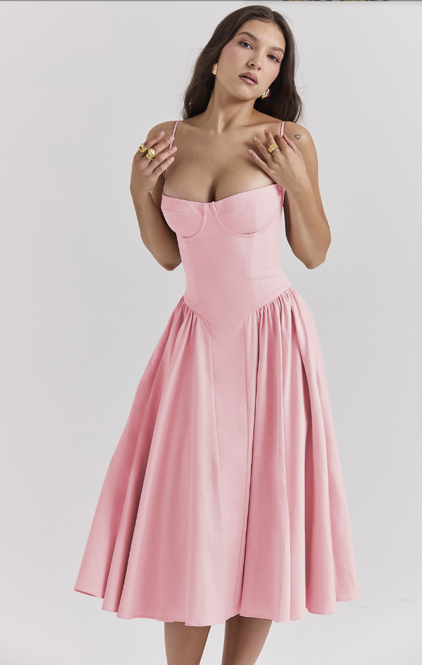 Vintage Sommerkleid für Damen – Elegant mit Spaghettiträgern