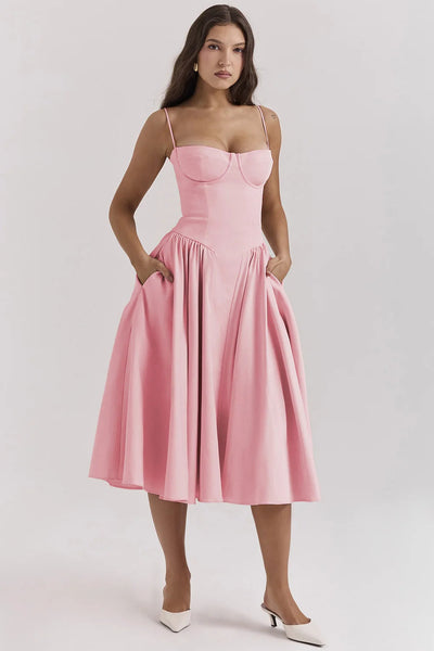 Vintage Sommerkleid für Damen – Elegant mit Spaghettiträgern