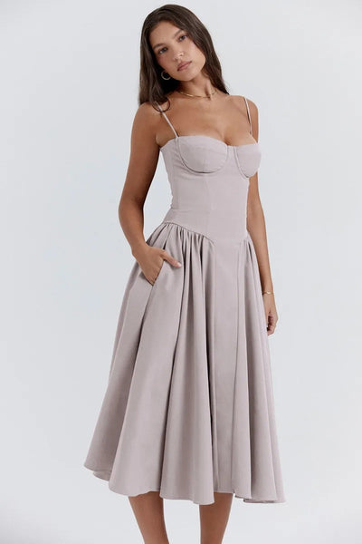 Vintage Sommerkleid für Damen – Elegant mit Spaghettiträgern