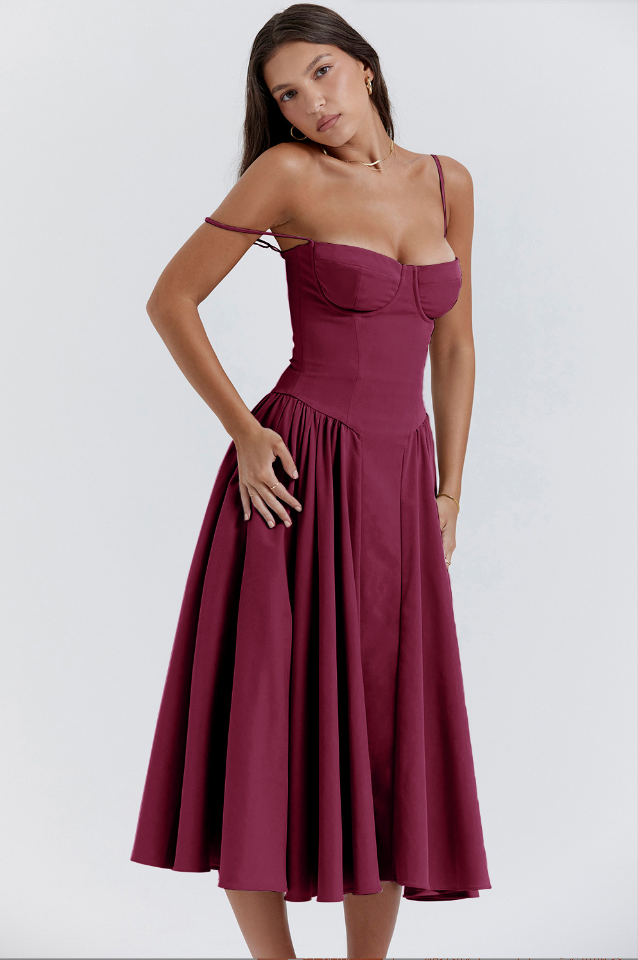 Vintage Sommerkleid für Damen – Elegant mit Spaghettiträgern