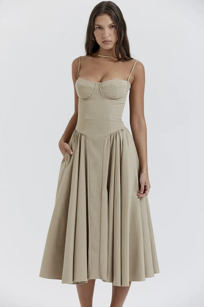 Vintage Sommerkleid für Damen – Elegant mit Spaghettiträgern