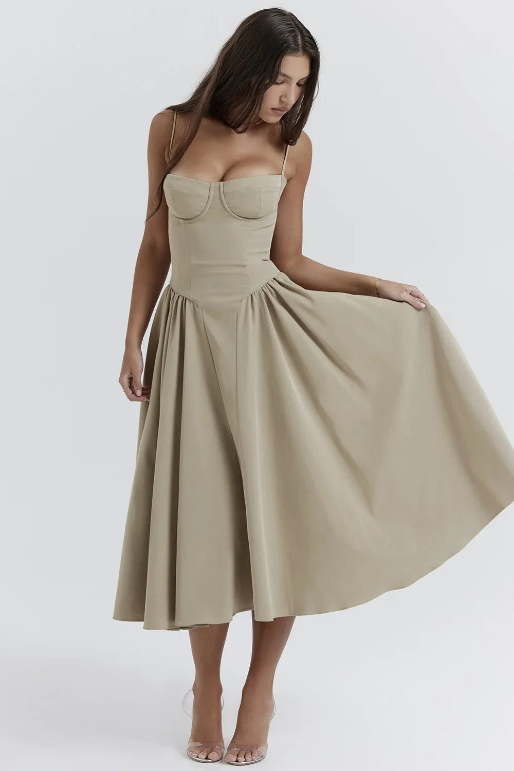 Vintage Sommerkleid für Damen – Elegant mit Spaghettiträgern