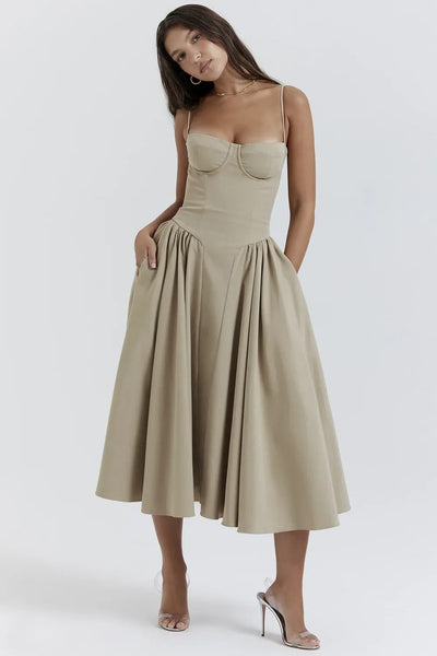 Vintage Sommerkleid für Damen – Elegant mit Spaghettiträgern