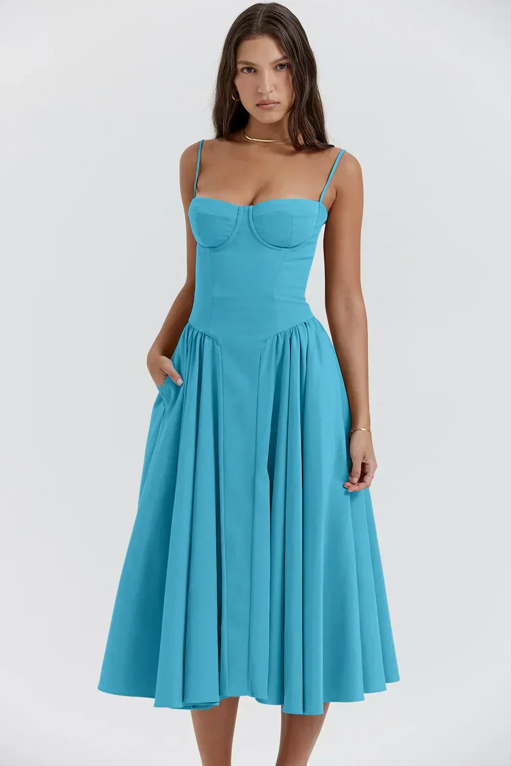 Vintage Sommerkleid für Damen – Elegant mit Spaghettiträgern