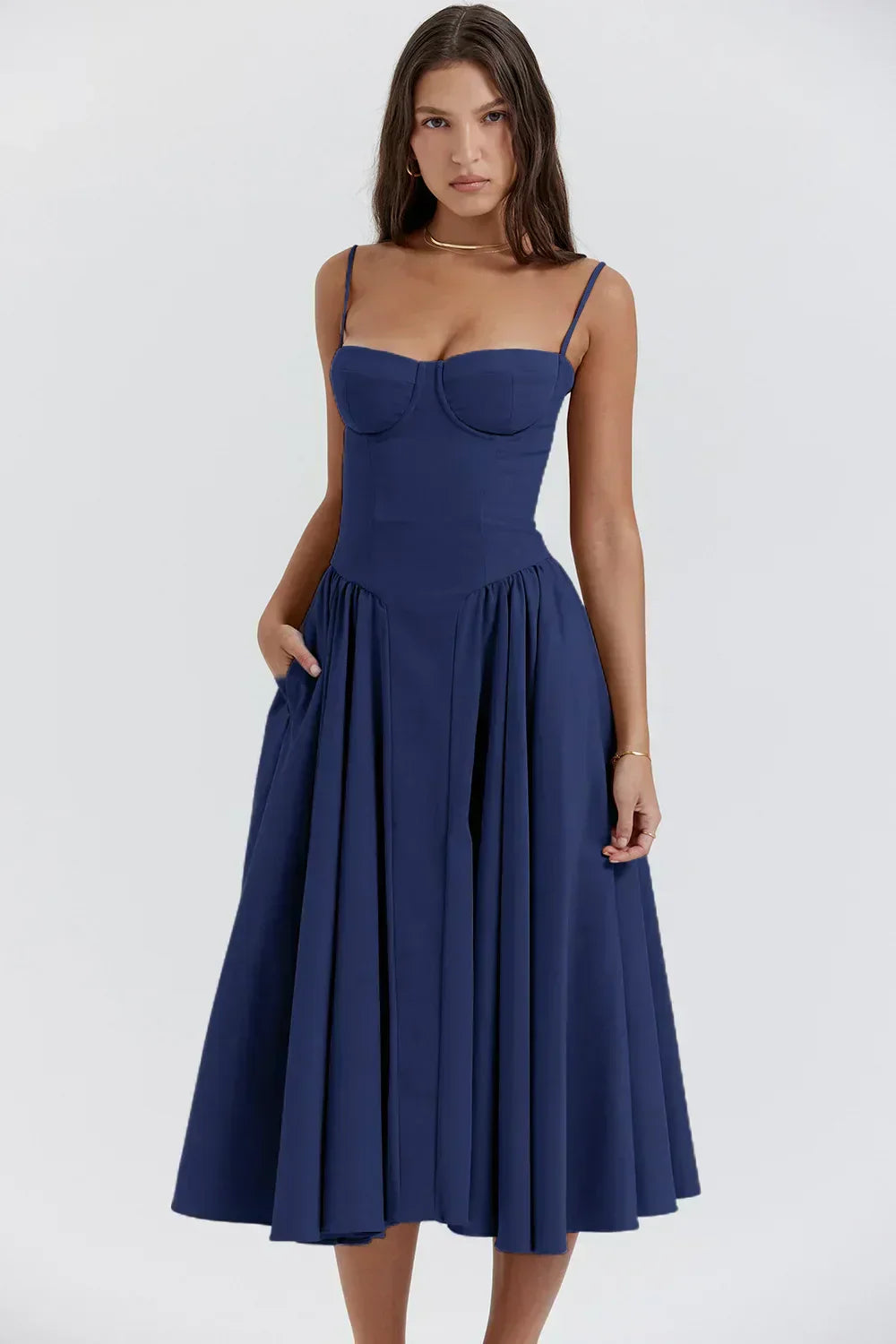 Vintage Sommerkleid für Damen – Elegant mit Spaghettiträgern