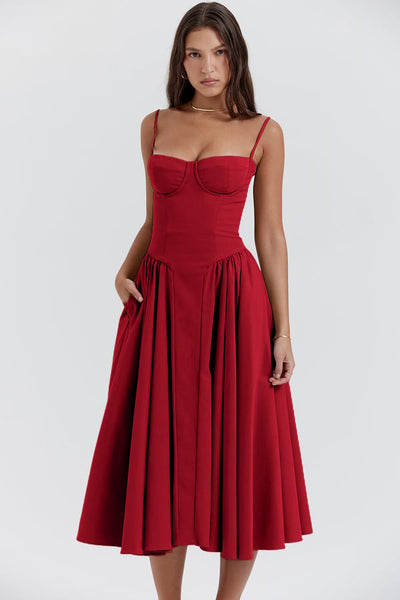 Vintage Sommerkleid für Damen – Elegant mit Spaghettiträgern