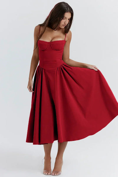 Vintage Sommerkleid für Damen – Elegant mit Spaghettiträgern