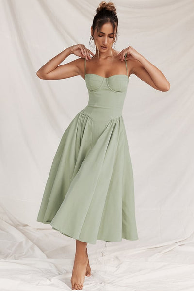 Vintage Sommerkleid für Damen – Elegant mit Spaghettiträgern