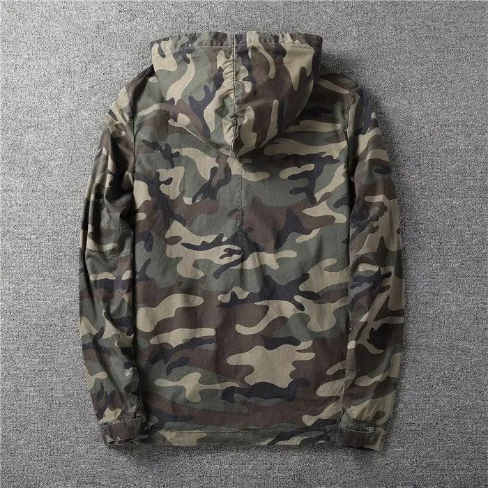 Jeansjacke für Herren - Camouflage Übergangsjacke mit Kapuze