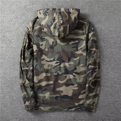 Jeansjacke für Herren - Camouflage Übergangsjacke mit Kapuze
