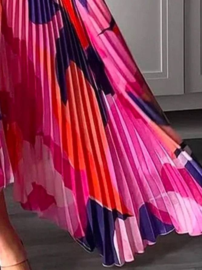 Elegantes Tiefes V-Ausschnitt Schwingkleid für Damen