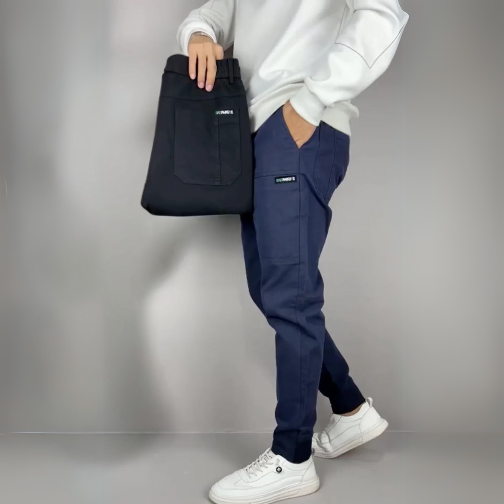 Cargohose für Herren - Slim Fit Stretch Stoffhosen Mit Taschen