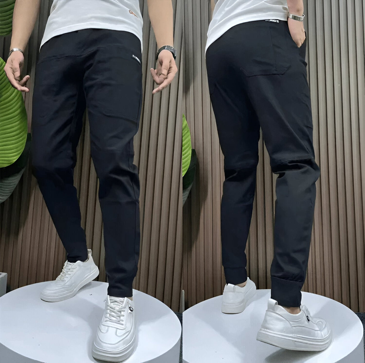 Cargohose für Herren - Slim Fit Stretch Stoffhosen Mit Taschen