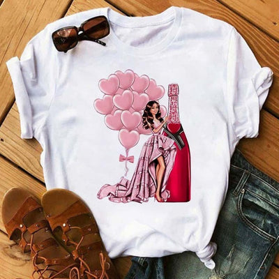 Avelena | Kawaii Roségold Weinglas T-Shirt