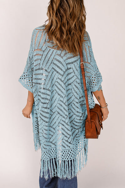 Gehäkelte Strickjacke | Fransen-Details | Boho-Chic