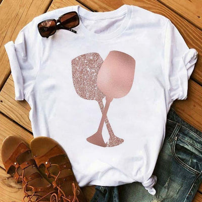 Avelena | Kawaii Roségold Weinglas T-Shirt