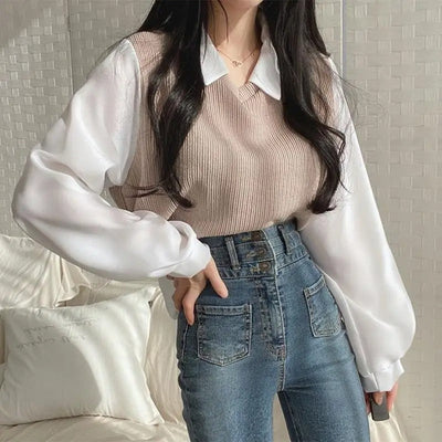 Avelena | Einzigartige Zweiteilige Polo-Bluse für Frauen