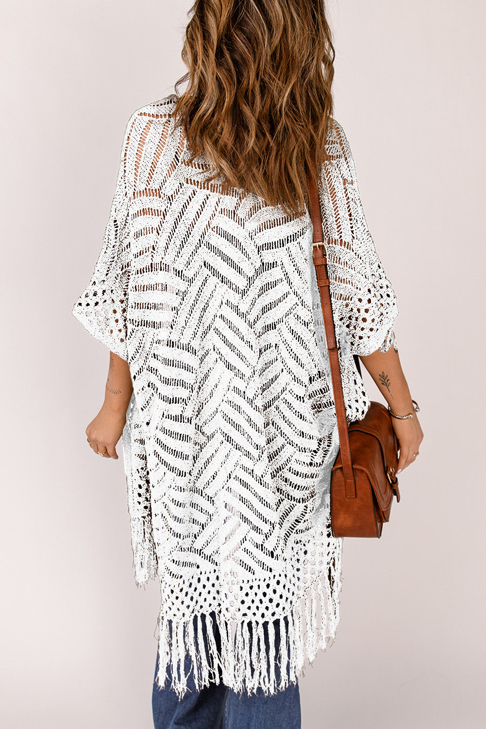 Gehäkelte Strickjacke | Fransen-Details | Boho-Chic