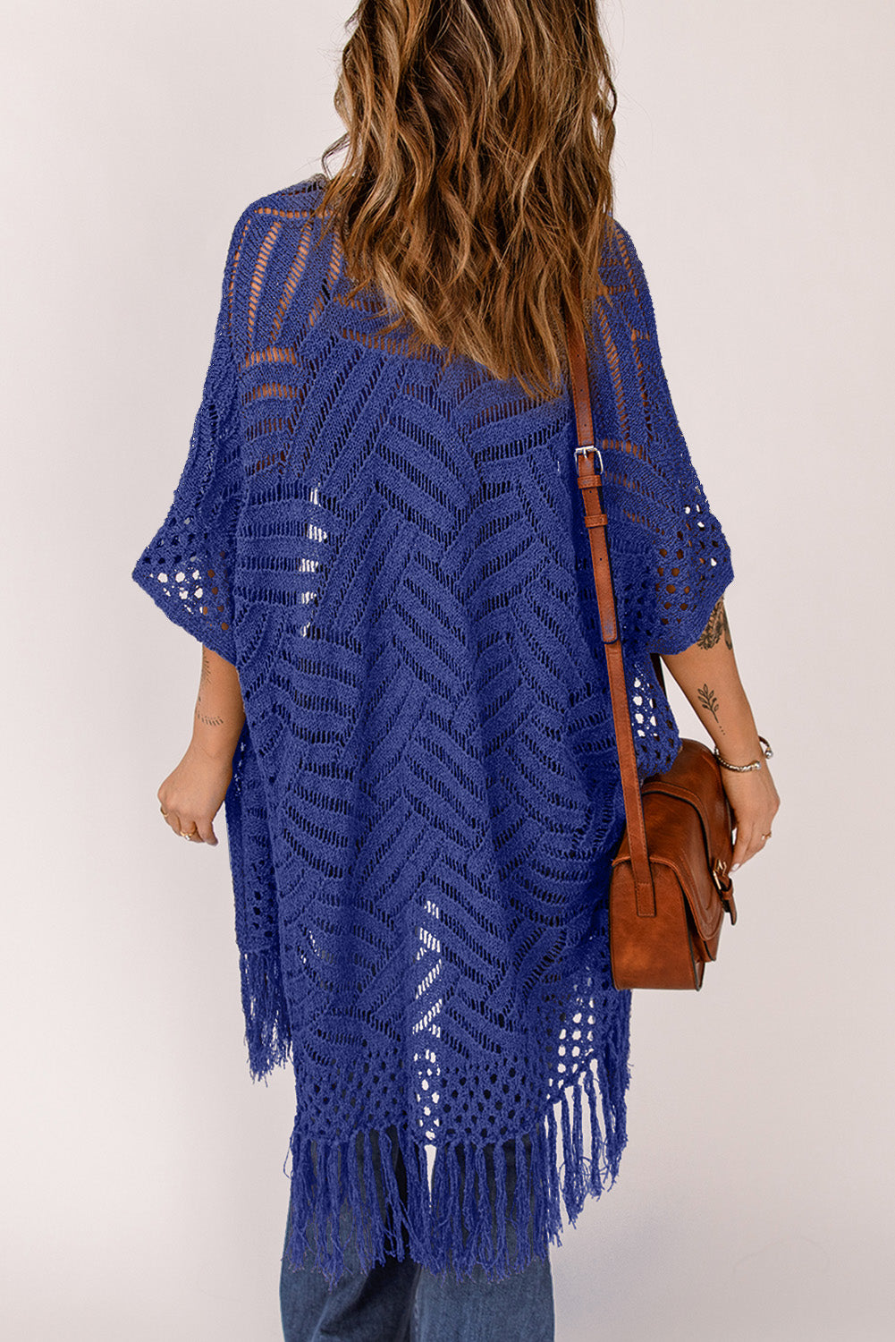 Gehäkelte Strickjacke | Fransen-Details | Boho-Chic