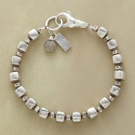 Vintage Silber Würfelperlen Armband