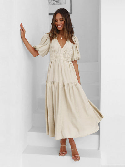 Elegantes Maxikleid mit Puffärmeln für jeden Anlass