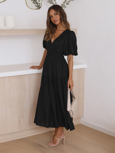 Elegantes Maxikleid mit Puffärmeln für jeden Anlass