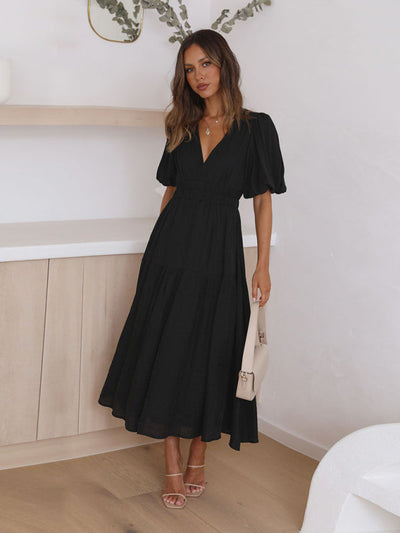 Elegantes Maxikleid mit Puffärmeln für jeden Anlass