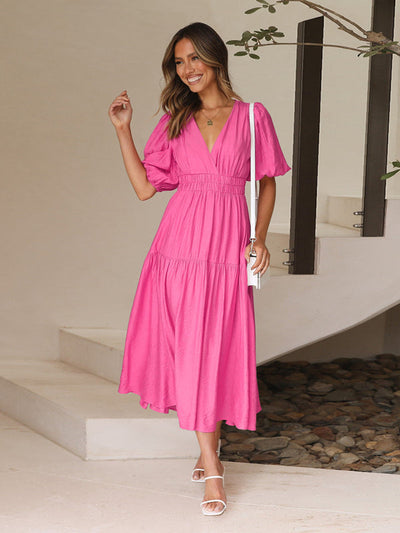Elegantes Maxikleid mit Puffärmeln für jeden Anlass