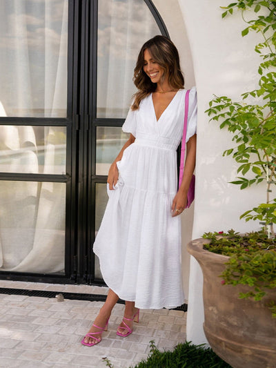 Elegantes Maxikleid mit Puffärmeln für jeden Anlass