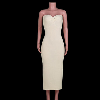 Elegantes Rippstrick-Maxikleid mit Herzausschnitt